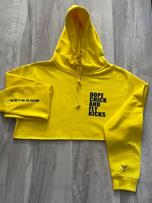 Dope Chick Fly Kicks Crop Hoodie - Yellow