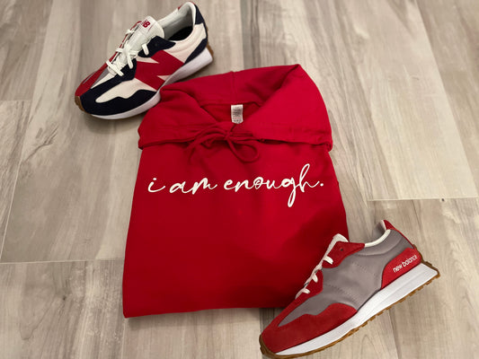 I AM ENOUGH RED HOODIE